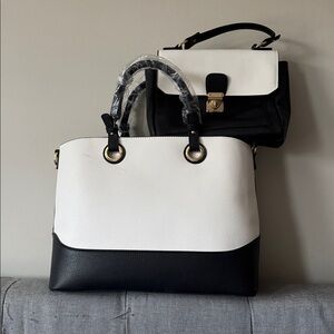 JustFab Black and White Satchel